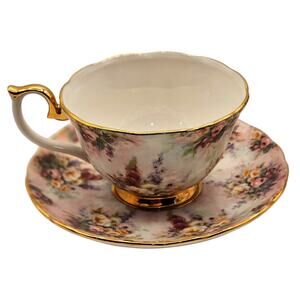 Vintage Bradford Editions Lena Liu "Remembrance" Floral Teacup & Saucer Set